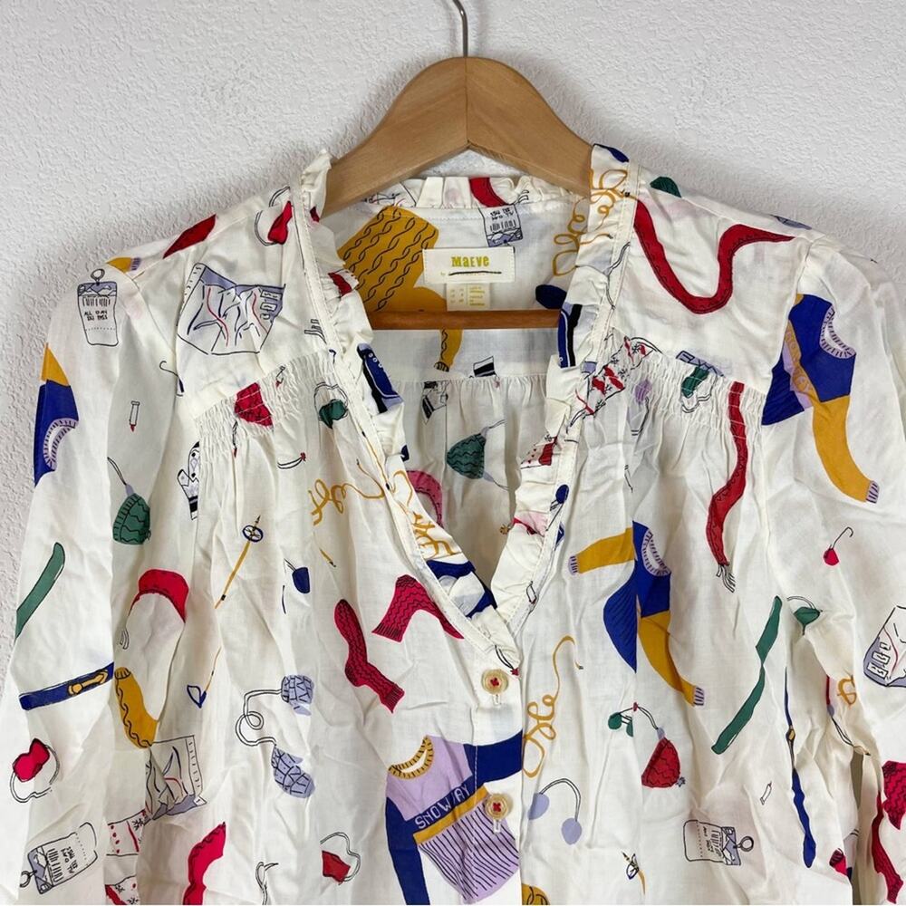Maeve By Anthropologie Button Down “Snow Day” Blouse in Size 6.  Preloved.